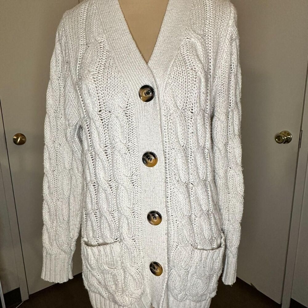 Source-unknown Women's White and Cream Cardigan
